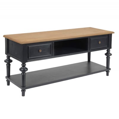 Meuble TV 2 tiroirs en bois massif L120 cm New Légende AMADEUS