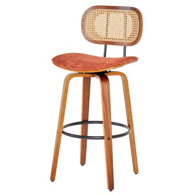 Lot de 2 tabourets de bar, bois et cannage, ALESUND NORDLYS