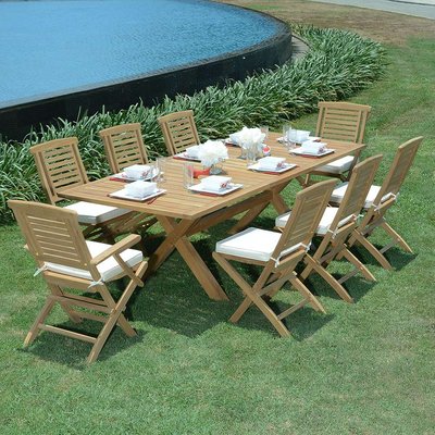 Table extensible rectangulaire teck massif Linarte 174/234 x100 cm TECK ATTITUDE