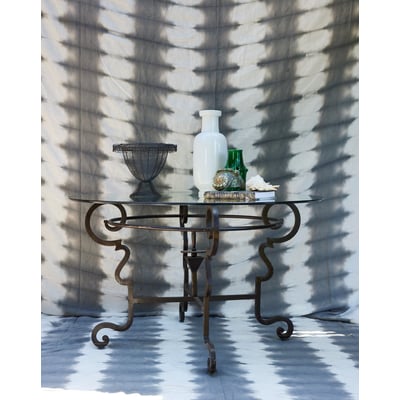 Table à manger ronde en verre biseauté Karla N°1202 - Bon état DEBONGOUT