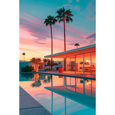 Tableau architecture maison avec piscine sur los angeles HEXOA