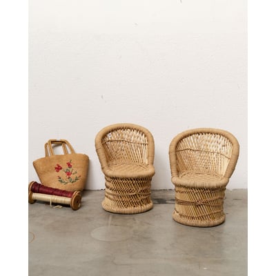 Paire de fauteuils pour enfant en rotin Marcus N°363 - Bon état DEBONGOUT