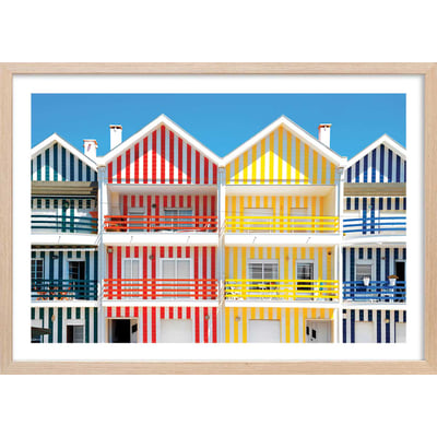 Affiche welcometoportugal houses of striped colors HEXOA