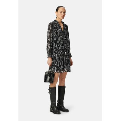 Vestido curto às bolinhas, mangas compridas, decote em V IKKS