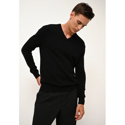 NATHAN pull col v noir en cachemire JUST CASHMERE