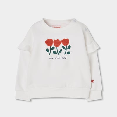 Sweat-shirt fille molleton broderie tulipes BOBOLI