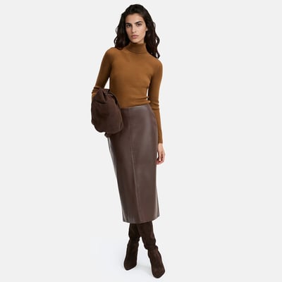 Falda lápiz de largo midi en polipiel LA REDOUTE COLLECTIONS