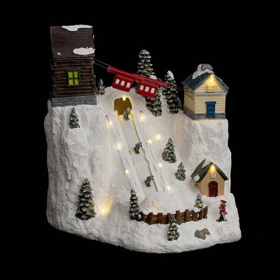 Village de Noël cours de ski animé musical 18 LED + transfo FEERIC LIGHTS & CHRISTMAS
