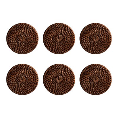Set de 6 dessous de verre   en rotin 10 cm-SAYA TABLE PASSION