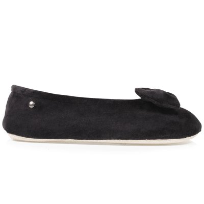 Chaussons Ballerines ultra confortables, en coton biologique et semelle en cuir, détail grand nœud ISOTONER