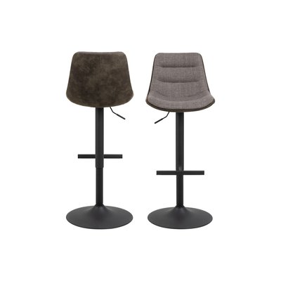 Tabourets de bar en tissu bicolore brun et gris (lot de 2) - ALICIA HELLIN, DEPUIS 1862