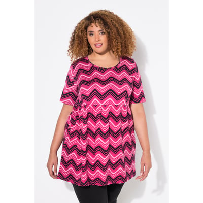 T-shirt long coupe évasée, motif chevrons ULLA POPKEN