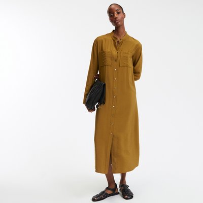 Abito lungo dritto con cintura e colletto alla coreana LA REDOUTE COLLECTIONS