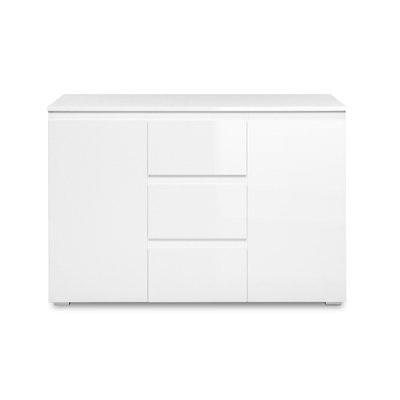 Buffet 2 Portes 3 Tiroirs Blanc L120 cm - PRETORIA CALICOSY