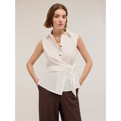 Chemise sans manches en popeline de coton teinte unie MOTIVI