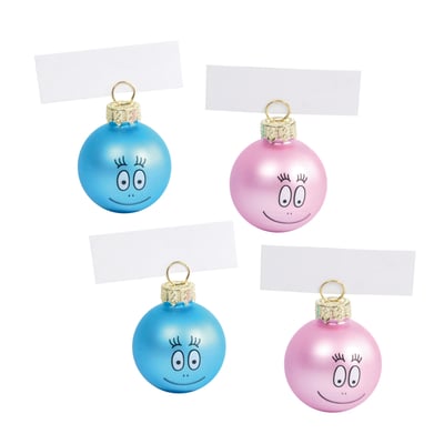 Lot de 4 boules de Noel porte noms Barbapapa EDEN