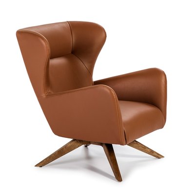 Fauteuil pivotant en simili et bois ANGEL CERDA