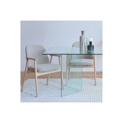 Chaises en chêne blanchi et tissu bouclette beige (lot de 2) - LEA HELLIN, DEPUIS 1862