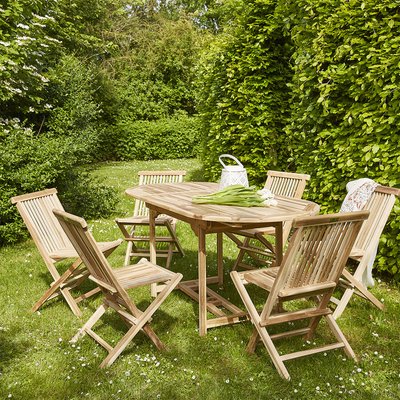 Salon de jardin en teck massif extensible 6 places  MELBOURNE BERAH GETAH