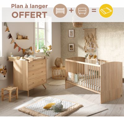 Chambre bébé, Lit évolutif et Commode à langer SAUTHON