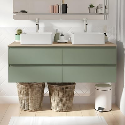 Ensemble meuble double vasque suspendu 120cm SORRENTO MOB IN