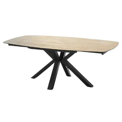 Table extensible en céramique forme ovale effet bois 140-200 cm LOMBARDIE PIER IMPORT
