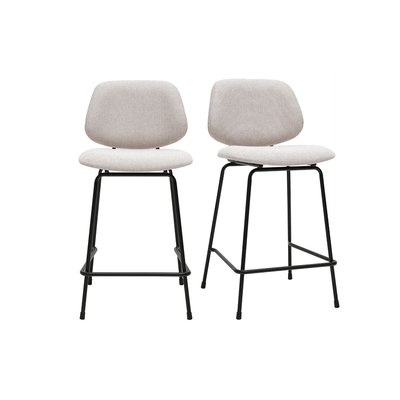 Tabourets de bar en tissu effet velours texturé terre brûlée et métal H66.5 cm BARNET (lot de 2) MILIBOO