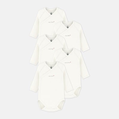 Confezione da 5 body nascita a maniche lunghe PETIT BATEAU