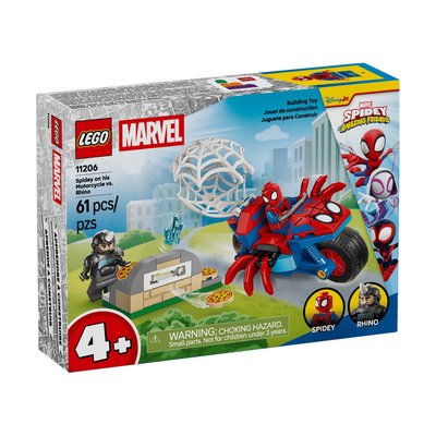 Spidey sur sa moto contre Rhino LEGO