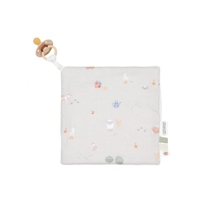 Doudou attache-sucette en gazee de coton - Little Farm LITTLE DUTCH