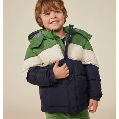 Colour Block Padded Jacket with Hood PETIT BATEAU