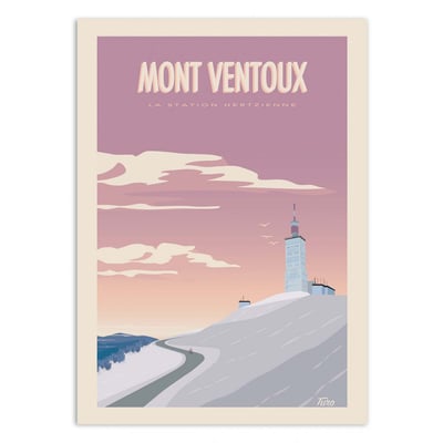 Affiche d’art et cadre noir 50 x 70 cm - Mont Ventoux - Turo WALL EDITIONS