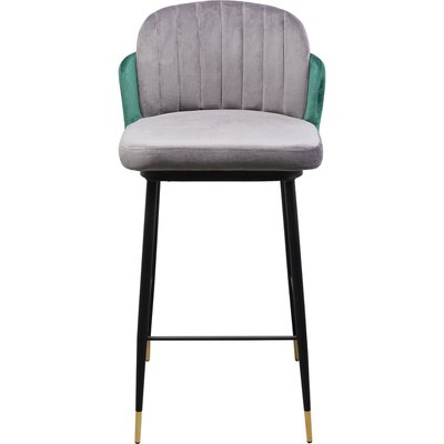 Tabouret de bar Hojas velours gris et vert KARE DESIGN