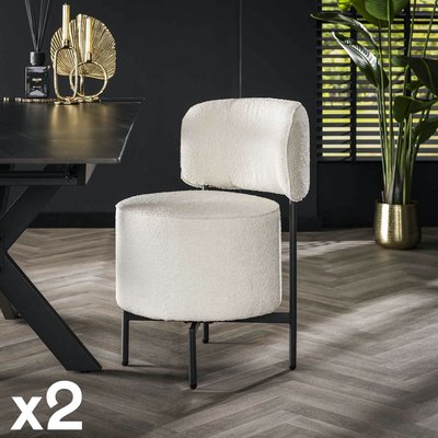 Fauteuil pivotant rond en bouclette blanche (lot de 2) GALWAY PIER IMPORT