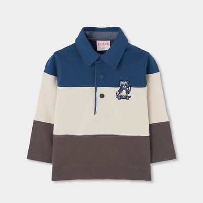 Polo garçon maille brodé raton laveur BOBOLI
