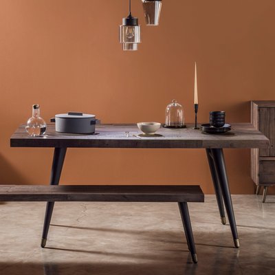 Table à manger rectangulaire en bois recyclé et pieds laiton style vintage 180cm ADELAIDE PIER IMPORT