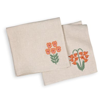 Lot de 2 serviettes de table lin brodé, Harlig LA REDOUTE INTERIEURS