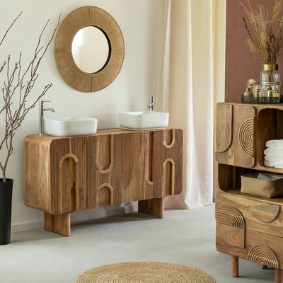 Meuble sous vasque en bois d'acacia foncé  TILIO MADE IN MEUBLES 