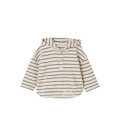 T-shirt à capuche rayé  DENIM FABRIC VERTBAUDET