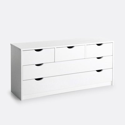 Cómoda con 5 cajones Crawley de pino macizo SO'HOME