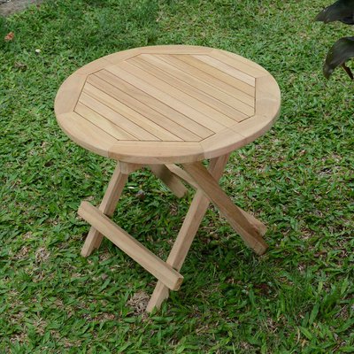 Table basse pliante ronde en teck massif Kuta ø 50 cm TECK ATTITUDE