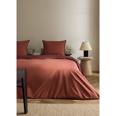 Housse de couette percale de coton 200 fils overlock  contraste lit 150/160 cm MANGO HOME