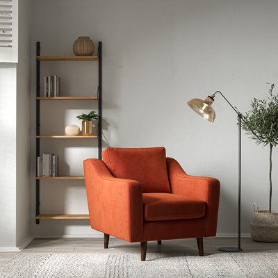 Rosa Curve Velvet Armchair with Dark Wood Legs SO'HOME