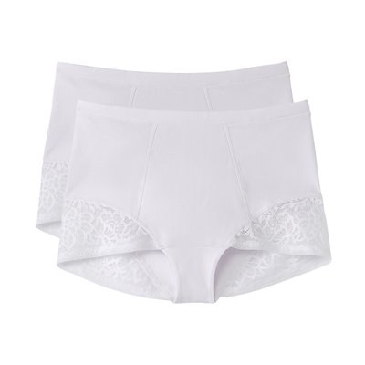 Lot de 2 culottes hautes en coton et dentelle ANNE WEYBURN