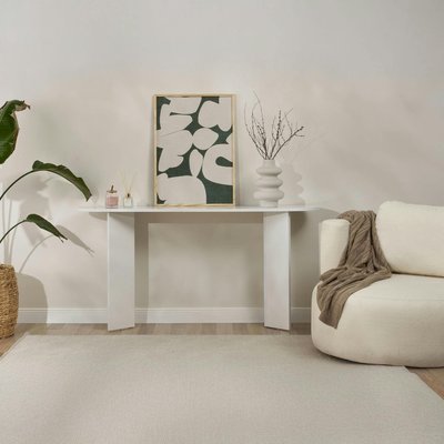 Console de salon blanche effet laqué - pieds en V MARFA PIER IMPORT