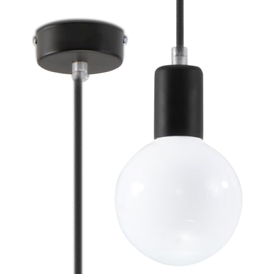Suspension Tissu Noir E27 1 Edison EDEN