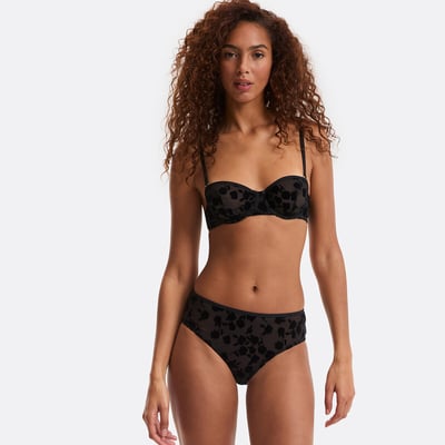 Mutandine alte sciancrate in tulle elasticizzato floccato, DAHLIA LA REDOUTE COLLECTIONS