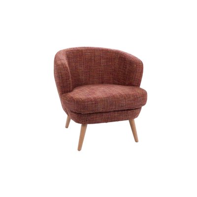 Fauteuil rétro en tissu chiné et piétement en bois - DAGOBERT AMADEUS