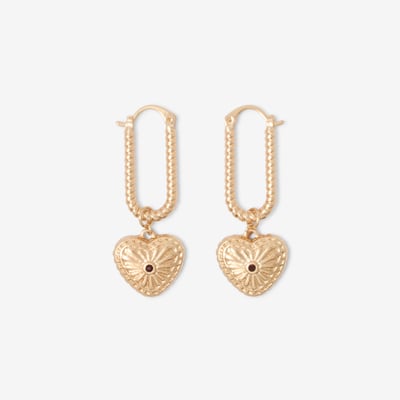 Boucles d'oreilles torsadées et cœur ciselé BALABOOSTE