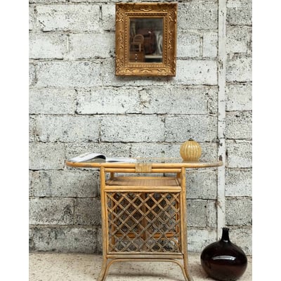 Table d'appoint en rotin Francine N°1483 - Bon état DEBONGOUT